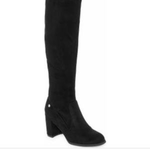 Over the knee heeled boot wide width